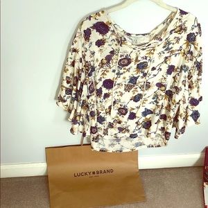 Lucky brand short sleeve blouse floral NWOT